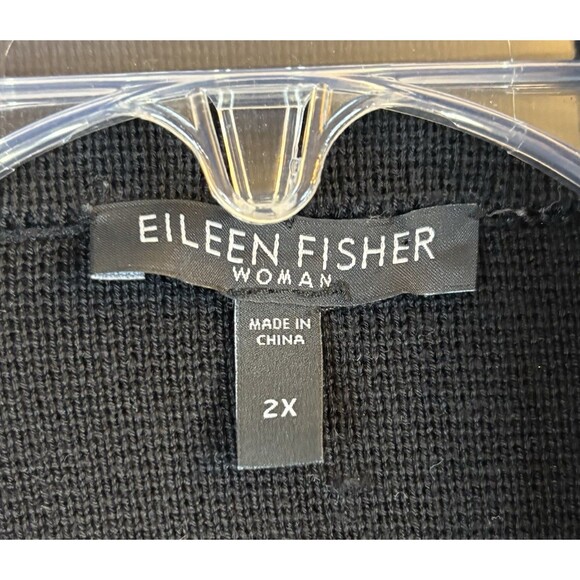 EILEEN FISHER Silk Blend Button Front Cardigan Sweater Women 2X Black Classic - Picture 2 of 10